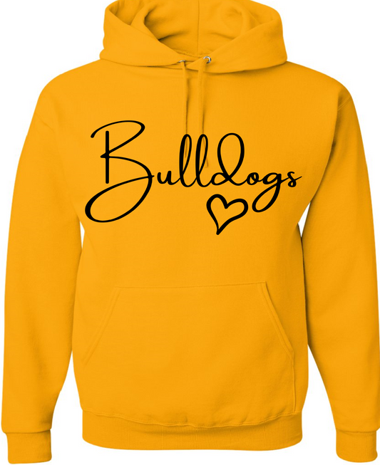 Bulldog hoodie w/heart  - Gildan