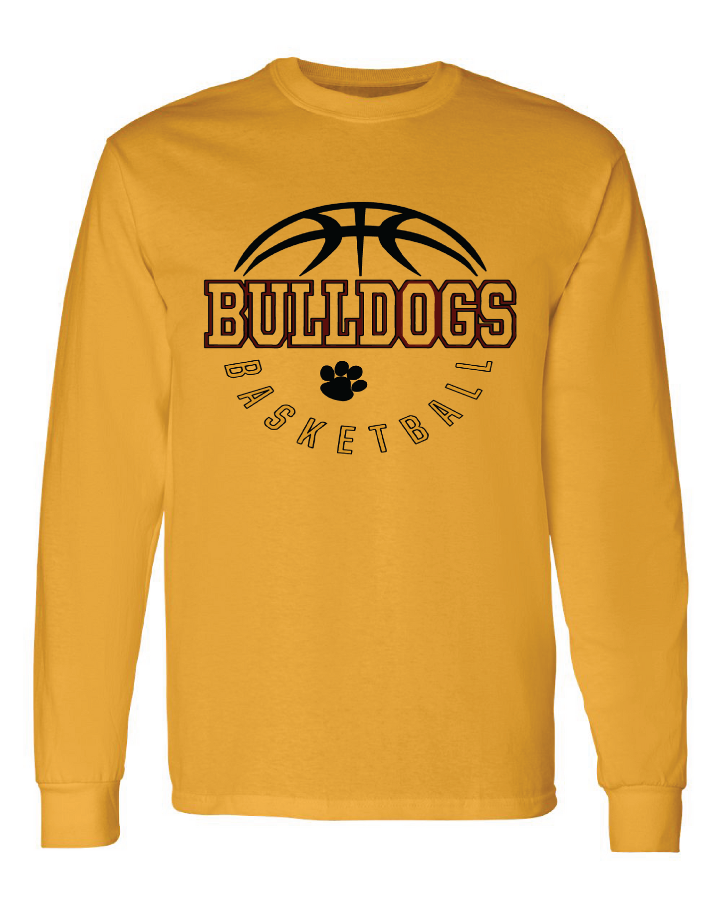 Bulldog basketball long sleeve with paw print