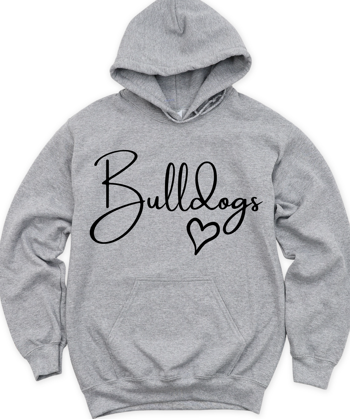 Bulldog hoodie w/heart  - Gildan