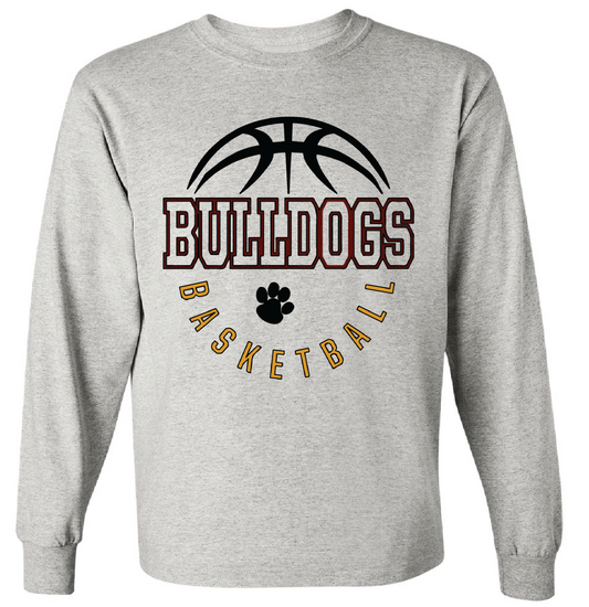 Bulldog basketball long sleeve with paw print