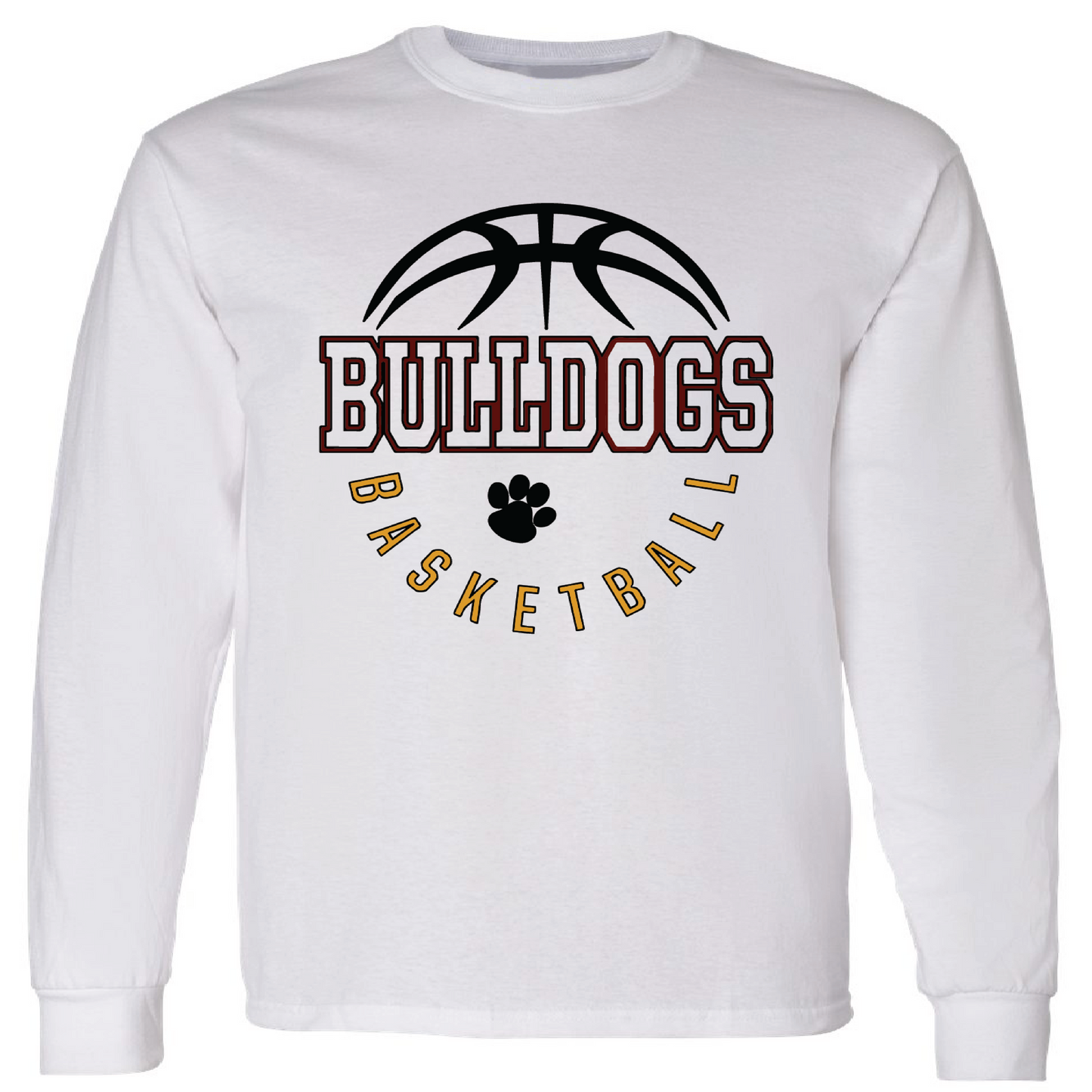 Bulldog basketball long sleeve with paw print