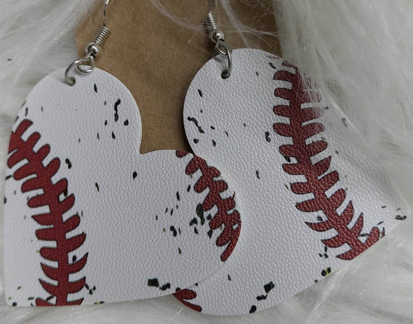 BASEBALL HEART EARRINGS