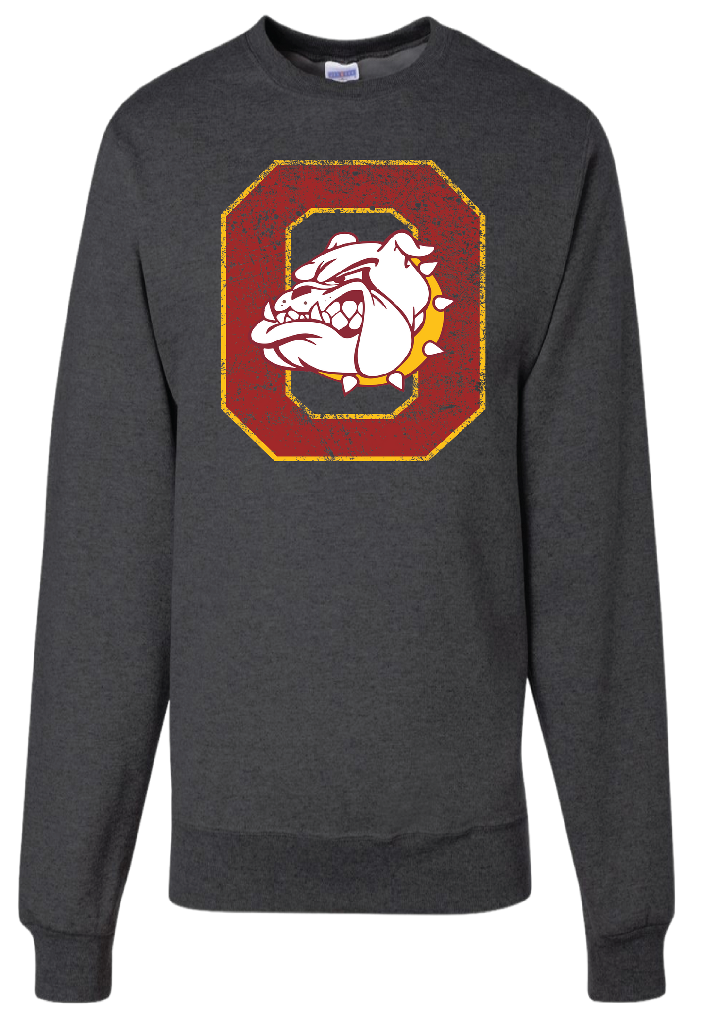 Jerzee Brand heather black with maroon distressed bulldog- offered many other colors