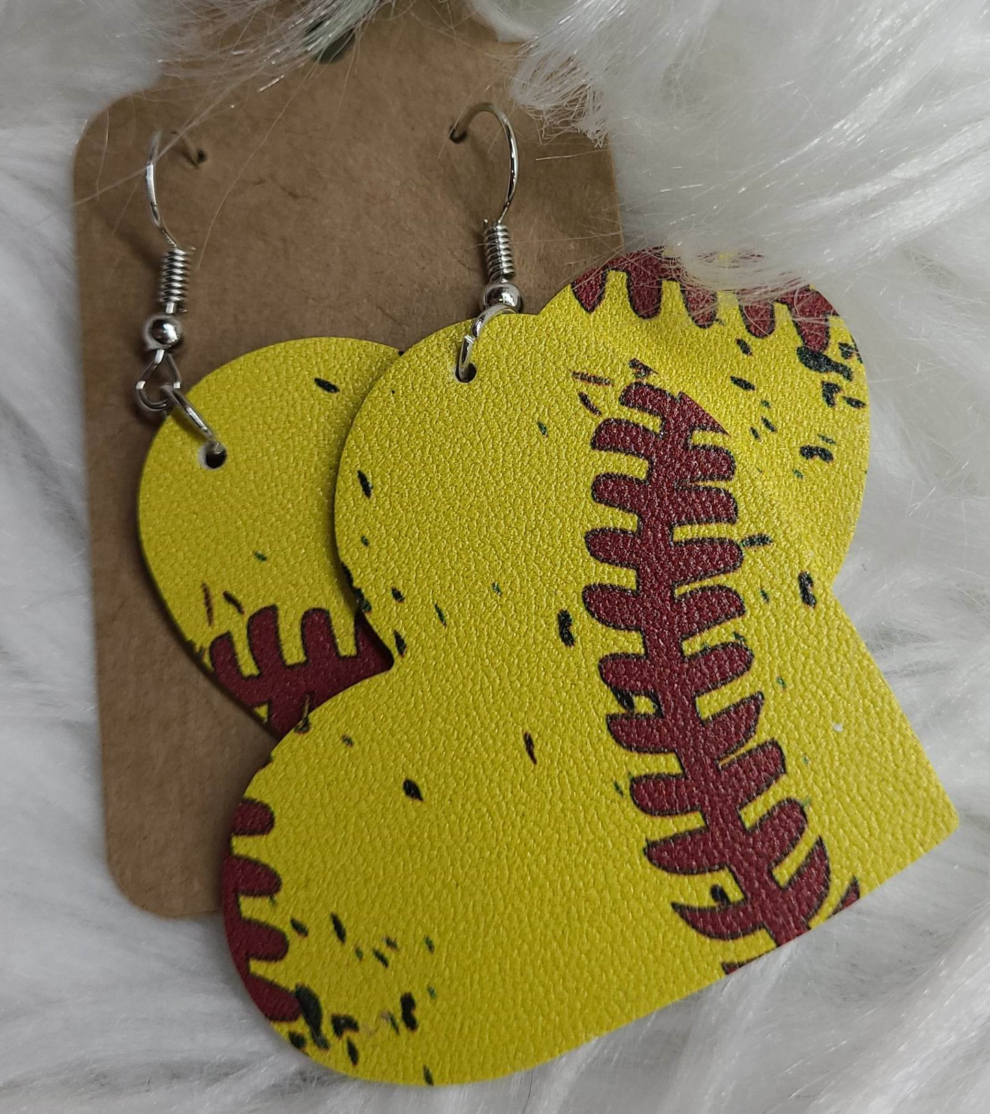 SOFTBALL HEART EARRINGS