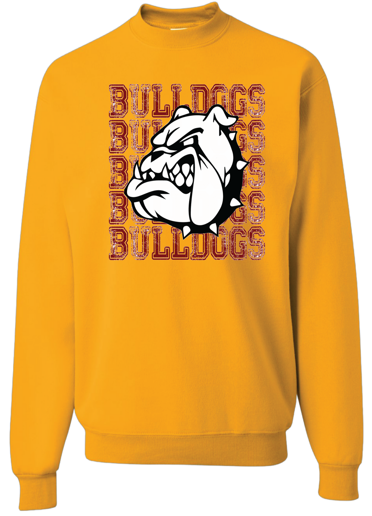 Gold jerzee brand sweatshirt with Bulldogs, Bulldogs