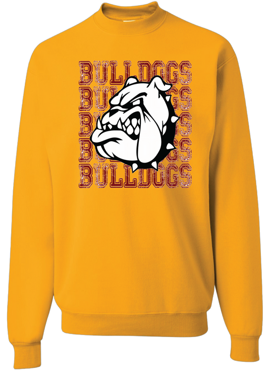 Gold jerzee brand sweatshirt with Bulldogs, Bulldogs