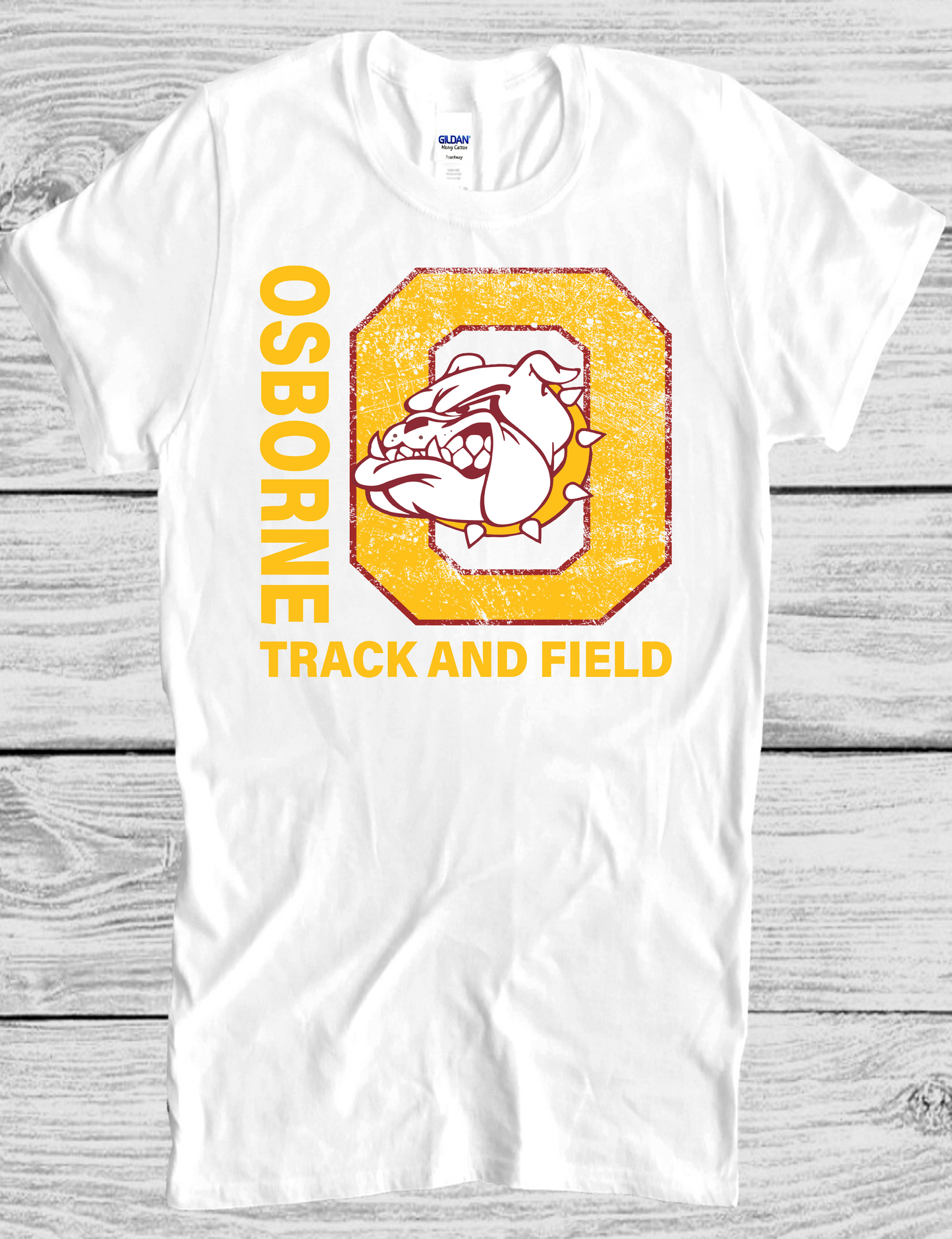 White gildan softstyle track tshirt